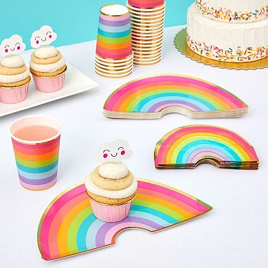 Serve 24 Guests Plates, Cups, Napkins For Birthday Rainbow Themed Party Supplies