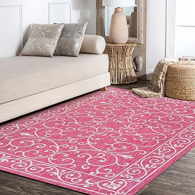 Charleston Vintage Filigree Textured Weave Indoor/outdoor Runner Rug