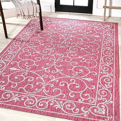Charleston Vintage Filigree Textured Weave Indoor/outdoor Runner Rug