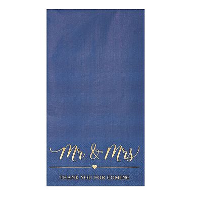 100 Pack Wedding Cocktail Napkins For Reception Party, Navy Blue, 4 X 8 In