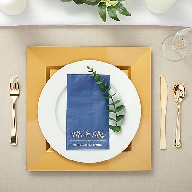 100 Pack Wedding Cocktail Napkins For Reception Party, Navy Blue, 4 X 8 In