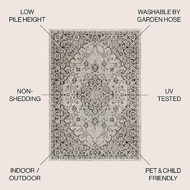 Rozetta Boho Medallion Textured Weave Indoor/outdoor Area Rug