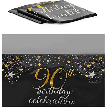 Black Plastic Tablecloth For 90th Birthday Party (54 X 108 in 3 Pack)
