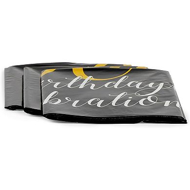 Black Plastic Tablecloth For 90th Birthday Party (54 X 108 In, 3 Pack)