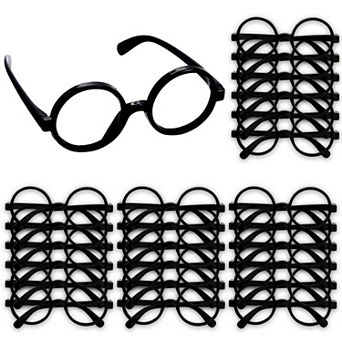 24 Pack Nerd Glasses Party Supplies, Round Black Wizard Glasses For Costumes