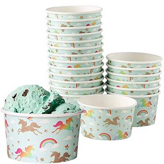 Juvale 100-count Ice Cream Sundae Cups, Yogurt Dessert Bowls, Rainbow Unicorn