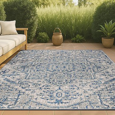 Estrella Bohemian Medallion Textured Weave Indoor/Outdoor Area Rug