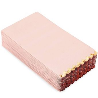 50 Pack Pink Paper Napkins With Scalloped Gold Foil Edges For Party, 4 X 8 in