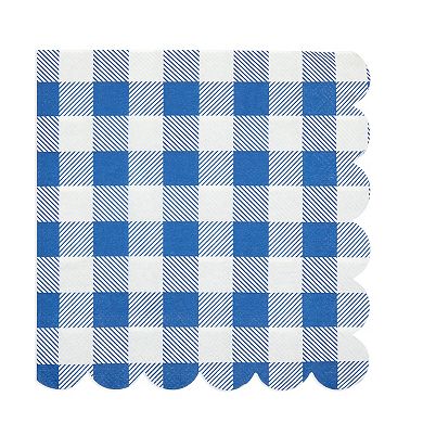 Blue Gingham Printed Paper Napkins For Summer Party (6.5 X 6.5 In, 100 Pack)