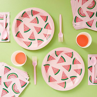 144 Pc Watermelon Party Supplies With Plates, Napkins, Cups, Cutlery, Serves 24