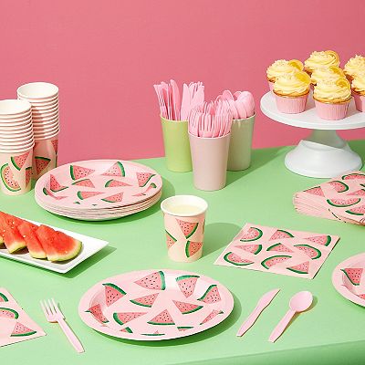 144 Pc Watermelon Party Supplies With Plates Napkins Cups Cutlery Serves 24