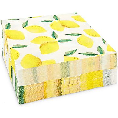 100 Pack Lemon Birthday Party Cocktail Napkins (5 In)
