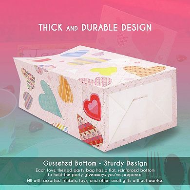 24x Valentines Day Gift Goodie Bags Cute Heart Pattern Heart For Wrapping 5x9x3"