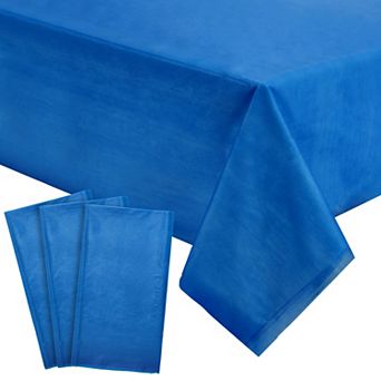 3 pc Plastic Royal Blue Tablecloth For Parties, Disposable Table Cover, 54x108"