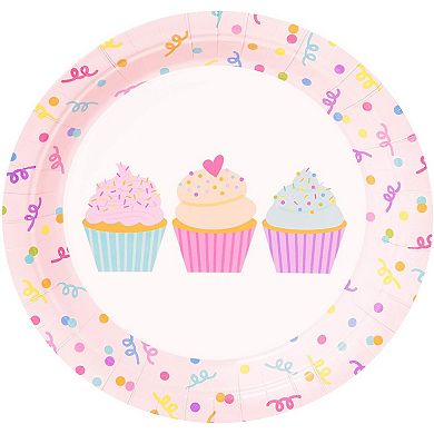 Cupcake Birthday Party Supplies With Plates, Napkins, Cups, Cutlery, Serves 24