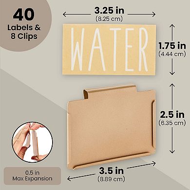 8 Pcs Metal Basket Labels Clip On Holders With 40 Pantry Labels