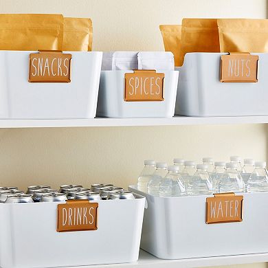 8 Pcs Metal Basket Labels Clip On Holders With 40 Pantry Labels