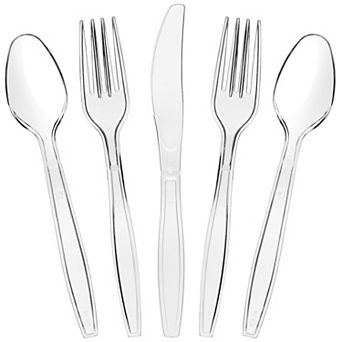 Juvale Plastic Knives And Silverware Set - 180 pc Clear Plastic Cutlery Set