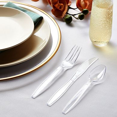Juvale Plastic Knives And Silverware Set - 180-piece Clear Plastic Cutlery Set