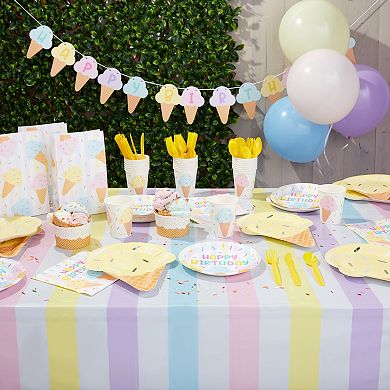 Ice Cream Birthday Party Decorations, Plastic Tablecloth (54 X 108 In, 3 Pack)