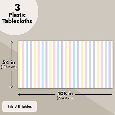 Ice Cream Birthday Party Decorations, Plastic Tablecloth (54 X 108 In, 3 Pack)