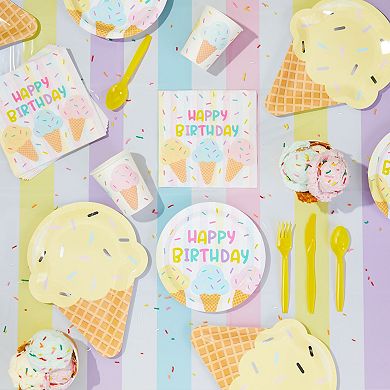 Ice Cream Birthday Party Decorations, Plastic Tablecloth (54 X 108 In, 3 Pack)