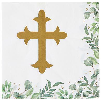 100 Pcs Cross Napkins For Baptism, First Communion, Christening, Easter 6.5x6.5"