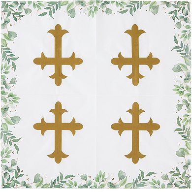 100 Pcs Cross Napkins For Baptism, First Communion, Christening, Easter 6.5x6.5"