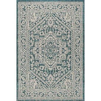 Sinjuri Medallion Textured Weave Indoor/outdoor Area Rug