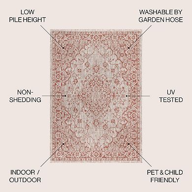 Rozetta Boho Medallion Textured Weave Indoor/outdoor Area Rug