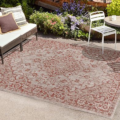Rozetta Boho Medallion Textured Weave Indoor/outdoor Area Rug