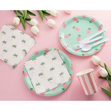 Blue Panda Pineparty Supplies Pack Plates Cups Napkins (serves 24)