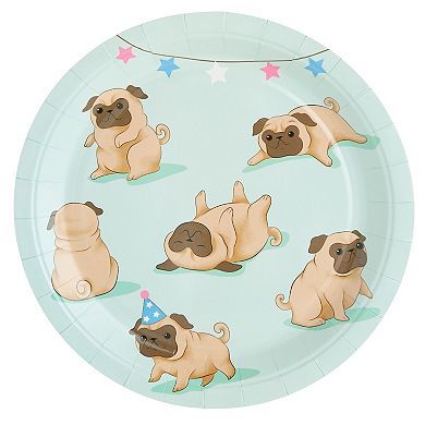 24 Set Disposable Party Dinnerware For Kids Birthdays Cute Dog Pugs Design