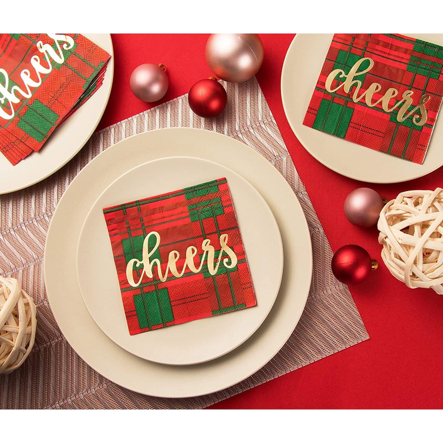 Christmas Napkins, 80 Pieces Merry Christmas Napkin Red White Cocktail