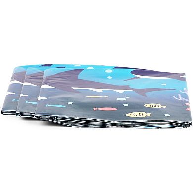 3 Pack Shark Themed Under The Sea Tablecloth, Disposable Table Cover 54 X 108 In