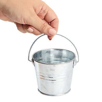 10 Pack Small Metal Buckets For Party Favors, Tiny 3" Silver Pails For Crafts