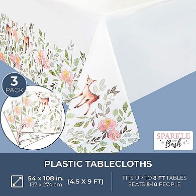 3 Pack Plastic Tablecloths Rectangle Tables Oh Deer Woodland Party 54" X 108"