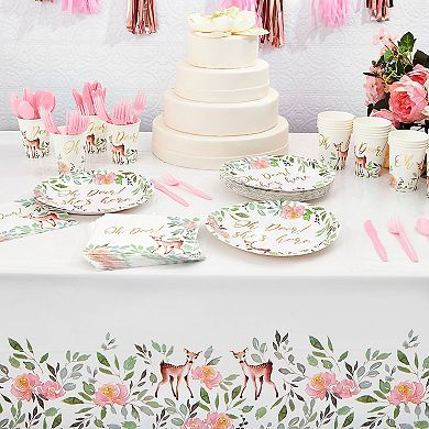 3 Pack Plastic Tablecloths Rectangle Tables Oh Deer Woodland Party 54" X 108"