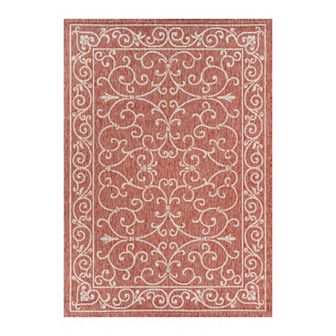 Charleston Vintage Filigree Textured Weave Indoor/outdoor Runner Rug