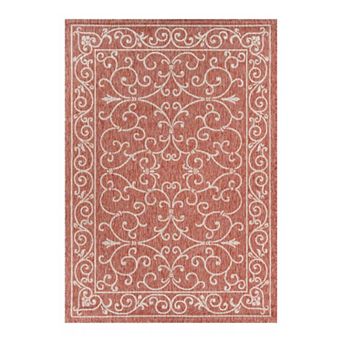 Charleston Vintage Filigree Textured Weave Indoor/outdoor Runner Rug