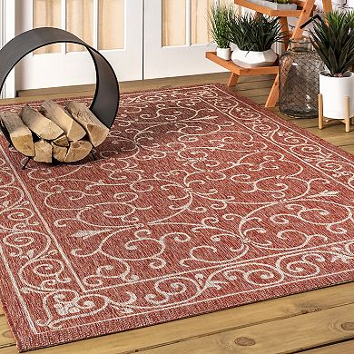 Charleston Vintage Filigree Textured Weave Indoor/outdoor Runner Rug