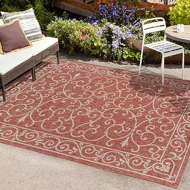 Charleston Vintage Filigree Textured Weave Indoor/outdoor Runner Rug