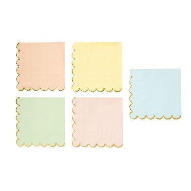 150x Gold Foil Napkin With Scalloped Rainbow For Unicorn Party Decoration 5"