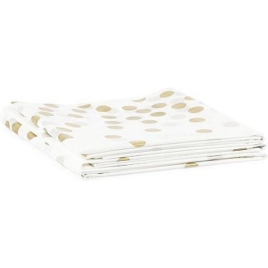 White And Gold Tablecloth With Gold Polka Dot Confetti (54 X 108 In, 6 Pack)