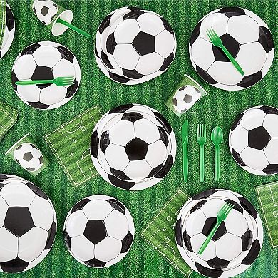 80 Pack Soccer Paper Plates For Sports Themed Birthday Party Supplies, 7 In