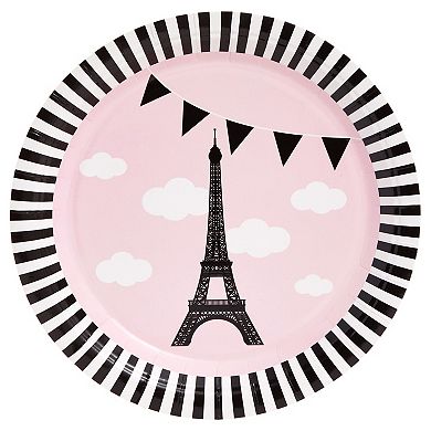 144-piece Paris Birthday Party Decorations, Disposable Tableware Set, Serves 24