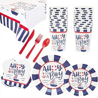 Serves 24 Ahoy It's A Boy Baby Shower Party Supplies Decorations For Boys