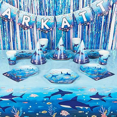 Under The Sea Shark Birthday Party Paper Plates, Hexagon (9 Inches, 48 Pack)
