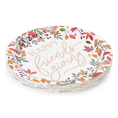 Happy Friendsgiving Rose Gold Paper Plates (10 Inches, 24 Pack)