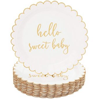 48 pc "hello Sweet Baby" Design Disposable Party Paper Plates 9" For Baby Shower